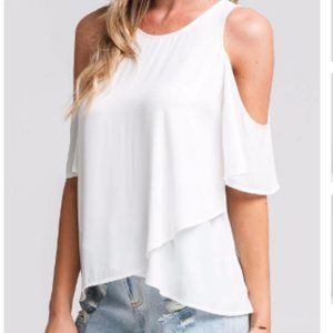 Lush Cold Shoulder White Top